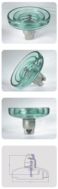 Standard disc type suspended glass insulator